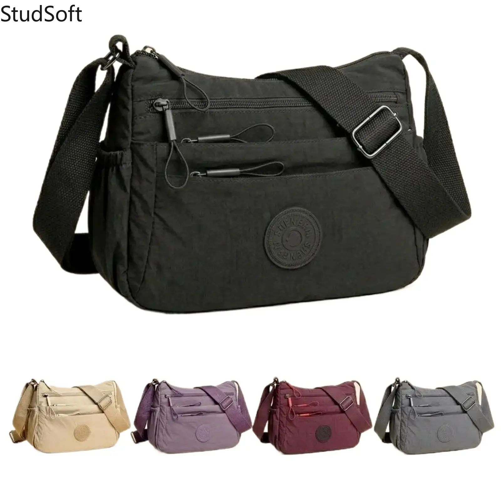 Women's Minimalist Multi-Pocket Crossbody Bag - Adjustable Shoulder Bag, Functional Zipper Handbag, Lightweight Aesthetic Accessory for Commuting, Daily Use, Crossbody Bags For Women