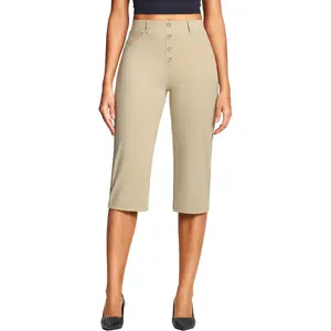 18" Women's Casual Capri Pants Slim Fit Stretchy Business Capris Dress Pants with Pockets for Work Lounge Office