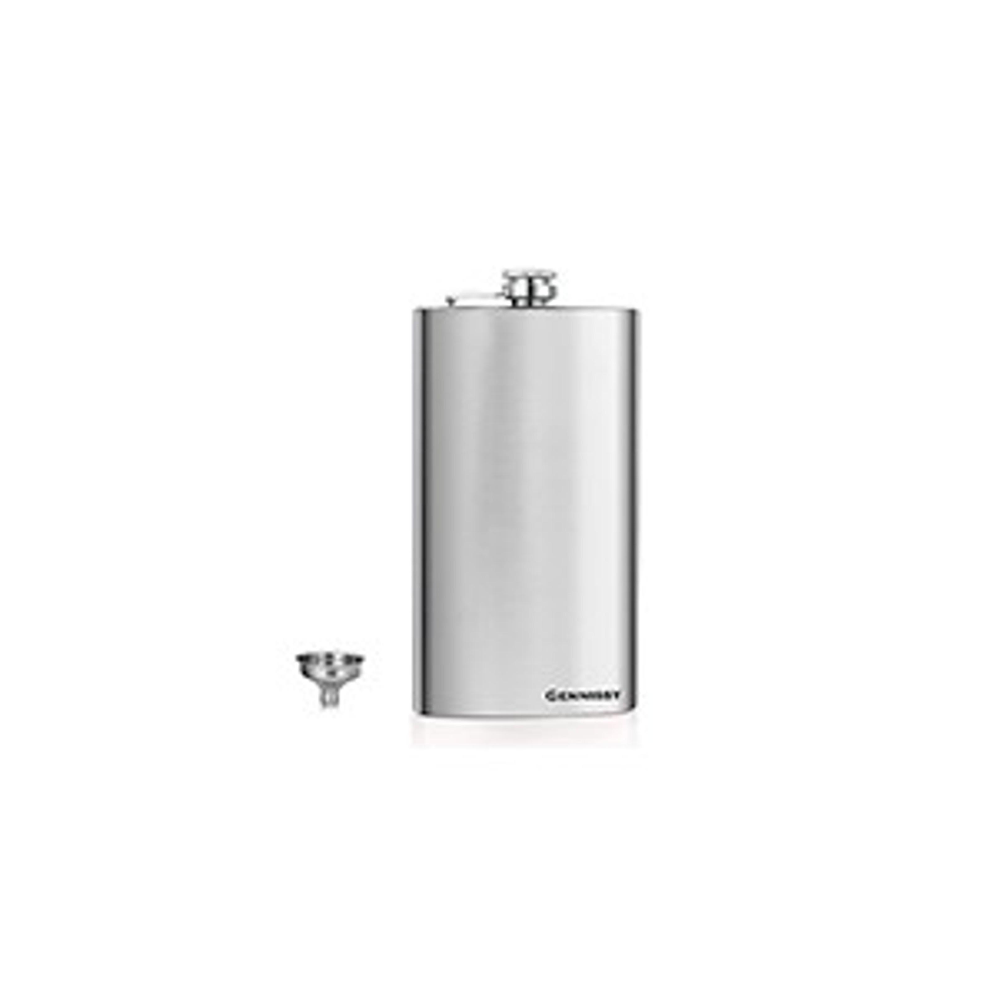 GENNISSY 8oz Hip Flask for Men - 304(18/8) Stainless Steel Bourbon Whiskey Flask, Leakproof with Brown Leather Wrap - Includes Funnel & 3 Mini Cups for Dad, Gifts, TravelGift