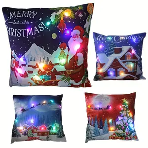 4-Piece Glowing Christmas Pillowcase Set Perfectly complements living room and bedroom decor. Christmas decorations, includes 4 glowing pillowcases; does not include pillow inserts.