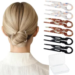 6 PCS 2.83 in Small French Hair Pins for Women, Prestige Hair Pins for All Hair, Curved Shape for Better Head Fit Hair Accessories, Serrated Anti-Slip Design Hairpins