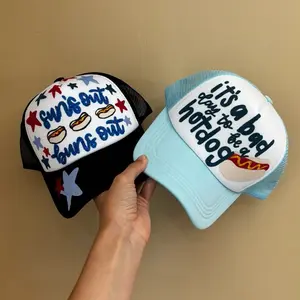 Hotdog hat- hand painted trucker hat
