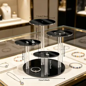 Adiison 2 Set 4-Tier Large Acrylic Display Stand - Multifunctional Doll, Collectibles, Cupcakes And Perfume Organizer, Transparent 4-Booth Diamond Ladder Display Stand Home Office Desktop Decoration