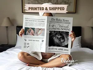 Custom new baby newspaper print Large newspaper poster gift Baby on the way for new mom gifts Pregnancy photoshoot newspaper announcement