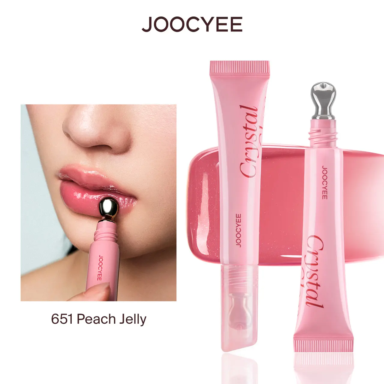JOOCYEE Crystal Glass Lip Gloss - Hydrating & Moisturizing Non-Sticky Lip Gloss with 8H Moisture, Dewy High Shine Finish, Smooths Lip Lines, Icy Feeling Silky Soft Lips Summer Essentials