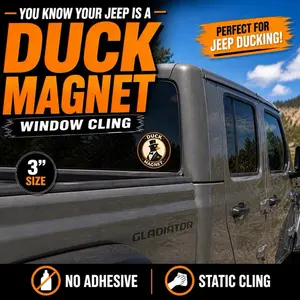 Jeep Badge by Duck Magnet | 3 Inch Window Cling for Wrangler/Gladiator