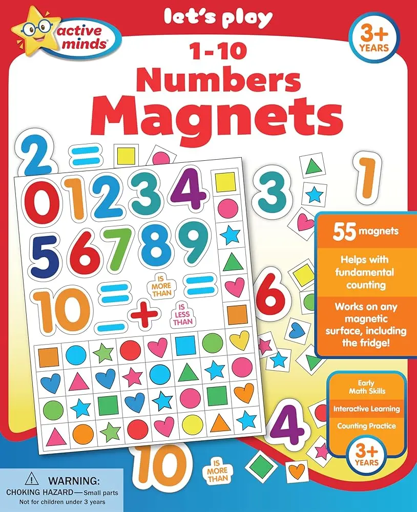 Active Minds 1-10 Number Magnets, Learning Materials & Math Teaching Aid for Early Math, Counting Skills (Ages 3+)