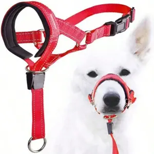 Dog Muzzle Multicolor Polyamides Head Halter With Safety Strap Gentle Leader No Pull Collar for Dogs