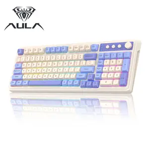 【Hero Product】AULA S99 Key Keyboard, Tri-Mode Bluetooth/2.4GHz/USB-C Cute Creamy Gaming Keyboard with Number Pad RGB Backlit, Media Knob Custom Mechanical Feel Computer Keyboard for MAC Xbox PC Gamer -Fixed Keycaps & Switches (Non-Replaceable)