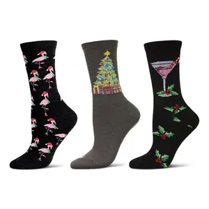 Memoi Women's Set of 3 Christmas Holiday Crew Socks