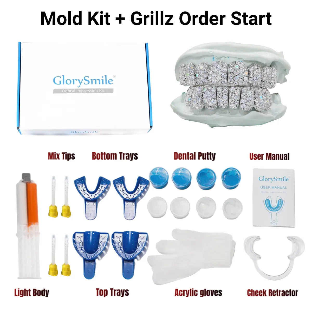 Customization of Moissanite S925 Sterling Silver Hiphop Grillz Mold Starter Sets
