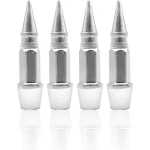 4PCS Tire Valve Stem, Dustproof Tire Wheel Stem Caps, 45mm Spiked Aluminum Stem Valve Caps,Fit Most Car Motorcycle Bike (silver)