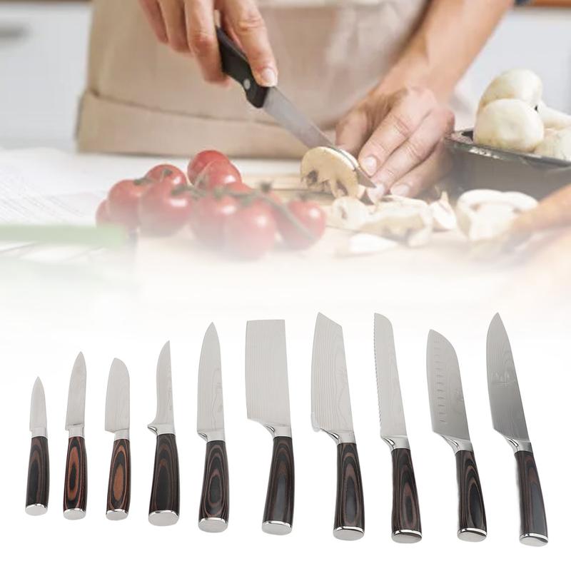 10 Piece Premium Japanese Knife Set with Laser Damascus Patterns, Imperial Collection, Ultra Sharp Cutting Edge