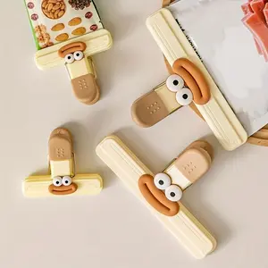 4pcs sealed sealing clip, plastic bag clip, chip clip, strong food storage bag clip, with sealing handle, cute cartoon clip, suitable for bread bags, snack bags, food bags, sealed sealing, moisture-proof and fresh-keeping, storage helper