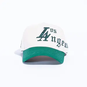 REMASTERED LOS ANGELES SCRIPT HAT CREAM/GREEN CUSTOM SNAPBACK HAT