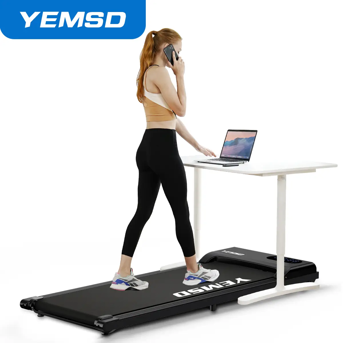 YEMSD Walking Pad Treadmill - 2.25HP Under Desk Treadmill for Home Office with LED Display and Remote Controller