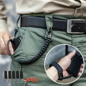 5PCS outdoor multi-functional seven-core umbrella rope mountain climbing buckle【black】, hand-woven keychain, mountain climbing wristband, hiking and camping equipment, sports anti-loss adjustable sturdy eagle beak buckle, Survival Gear