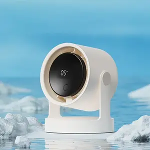 Ultra-Quiet USB Portable Desktop Multifunctional Fan with LED Screen, Adjustable Speeds, 180° Rotation, Wall-Mountable Bladeless Turbine Fan