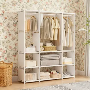 Simple wardrobe with large storage capacity. Modern and minimalist style. Suitable for small-sized apartments. Easy to assemble without tools. Dust-proof design. Layered planning. Can store clothes and daily necessities - suitable for multiple scenarios i