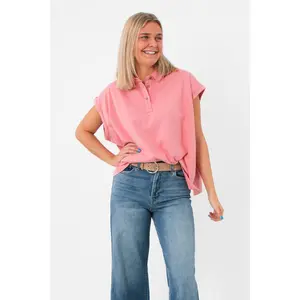 Double Check Pink Sleeveless Polo Top