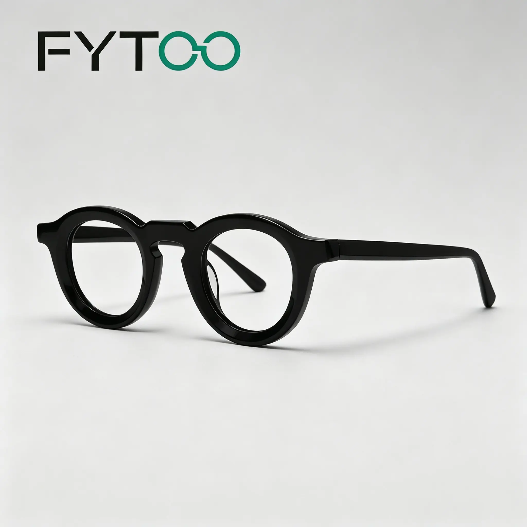 FYTOO Thick Round Acetate Glasses, Vintage Full Rim Optical Frames In Solid Black & Classic Tortoiseshell, Unisex Prescription Eyeglasses