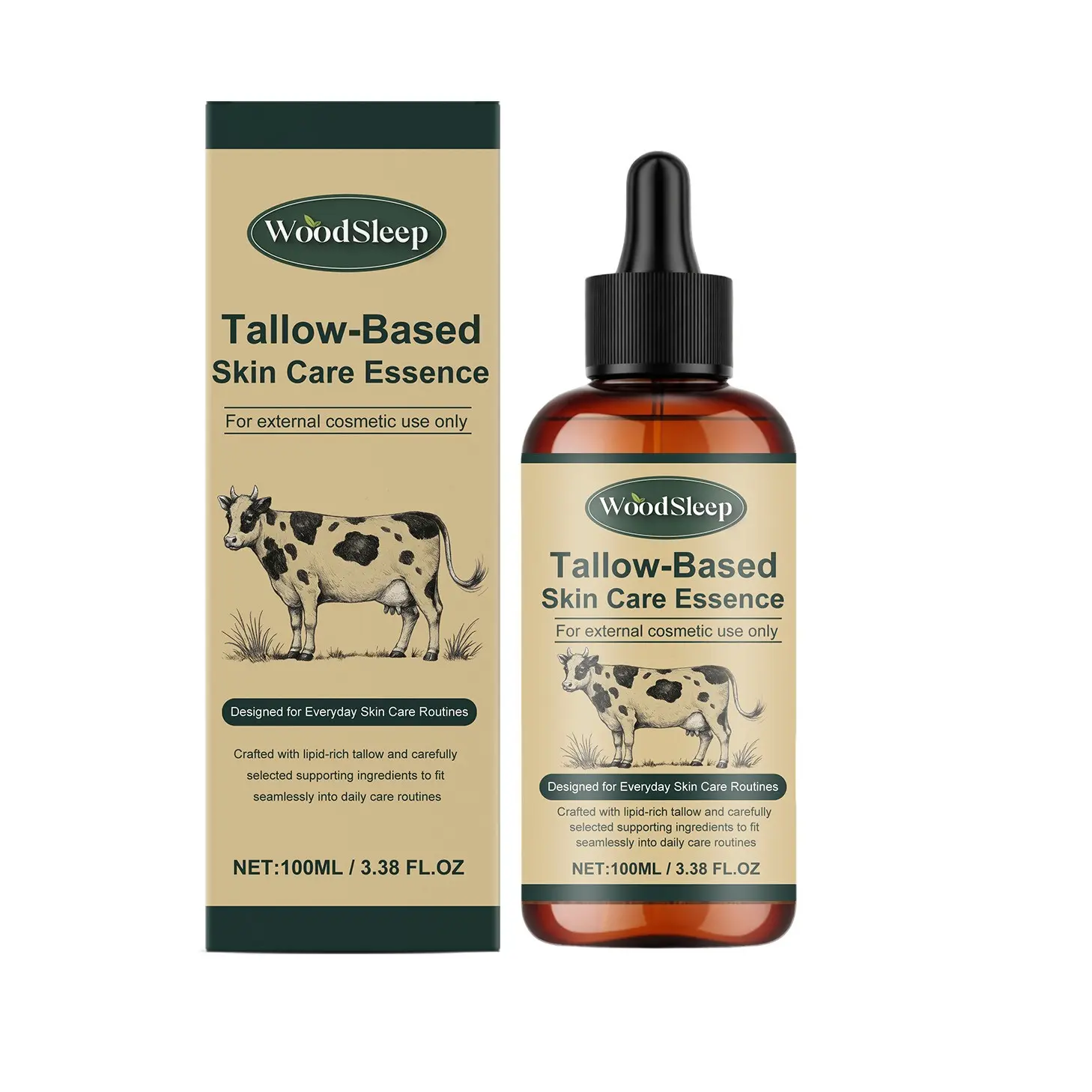 WOODSLEEP Tallow-Based Skin Care Essence Copper Tripeptide-1 Copper Peptides Repair Nourish Deep Moisturizing Hydrating Soothing Facial Oil Moisturizer Nourishing Hydrate Hydrating Moisture Anti Aging Face Care Serum