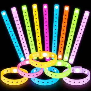 12PCS Glow in the Dark Silicone Charm Bracelets, Adjustable Wristbands with Charm Holes, Colorful Rubber Bracelets Bulk for Kids, Party Favors, Mardi Gras Decorations, DIY Jewelry & Gifts
