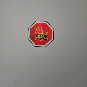 Stop Bullying 3-Inch Holographic Stickers - Sign Shape - Anti-Bullying Awareness Decal for School Awareness Programs