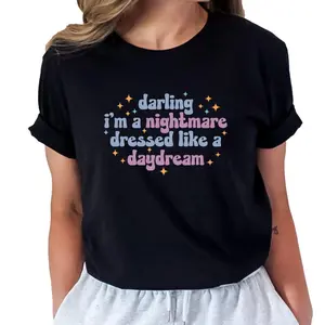 Women's Print Darling I’m A Nightmare Dressed Like A Daydream T-Shirt, Music Lover, Concert Shirt, The Eras Tour Tops, Unisex Tops, Comfort, Casual