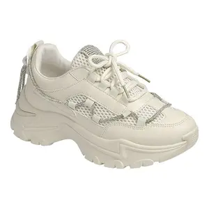 CUTSEY Fall Rhinestone Rope Beige Sneaker - Cozy Casual Women's Trainer with 2-inch Platform & Sparkling Accents Walking Shoes Runner Athletic Training