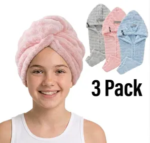 Microfiber Hair Towel Wrap for Teens, Super Absorbent & Fast Drying Hair Turban, Petite Friendly Small Size (8.8×26 in), No-Slip Design for Girls with Short to Medium Hair SummerVibes