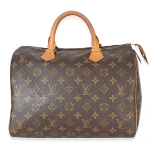 Pre-owned Louis Vuitton leather Shoulder Bags Neutral Monogram speedy 30 Canvas Top Handle Bag 002