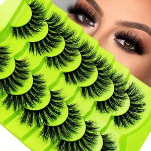 7 Pairs Fluffy Lashes Thick Eyelashes Strips Round Long Thick Fake Lashes 8D Fake Lashes Russian D Curl Strips Lashes Wispy Flare Lashes Volume Lash Clusters