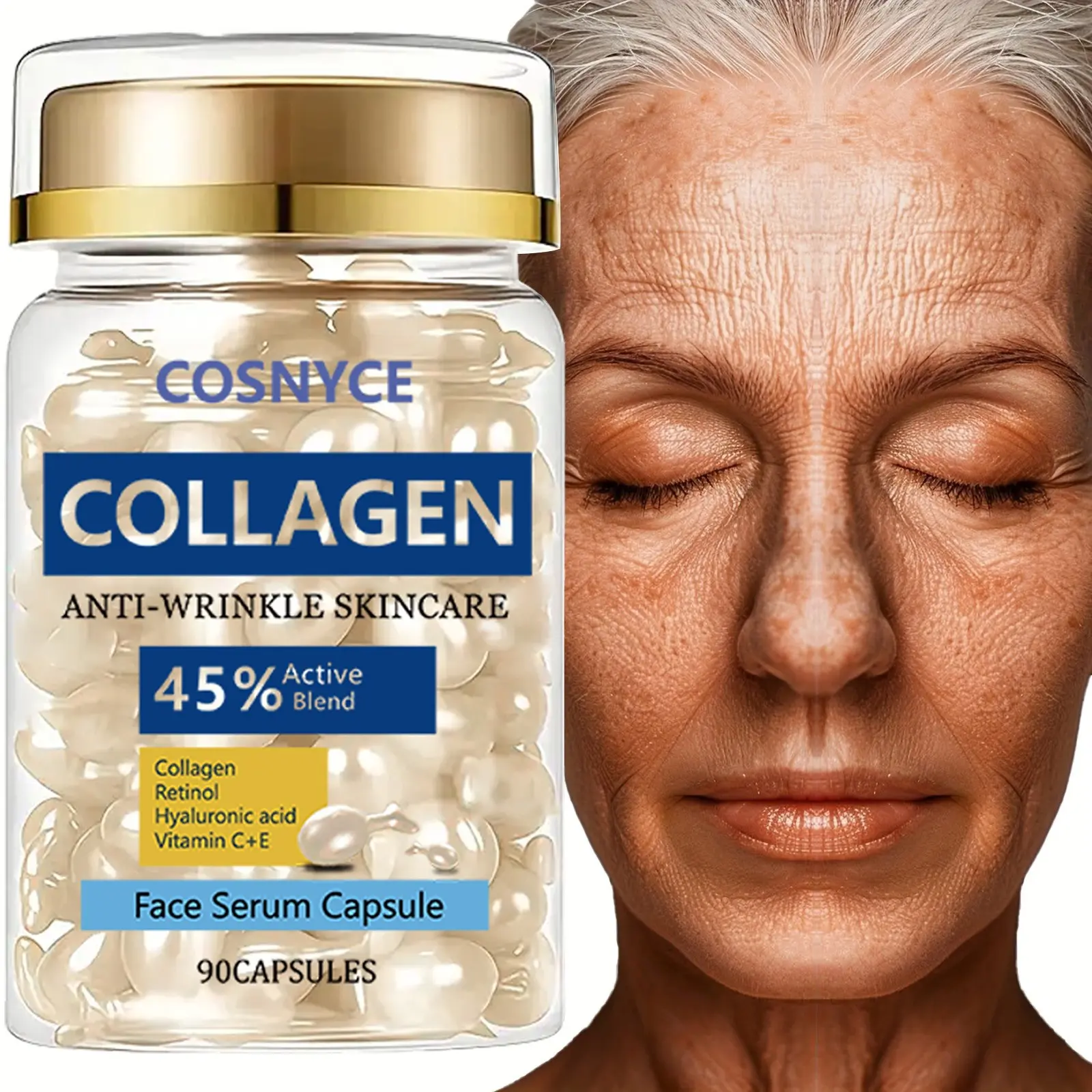 Cosnyce Retinol Collagen Deep Moisturizing Capsule Cream Anti-Wrinkle Skincare, Firming Rejuvenating Skin, Wrinkle Reducing Moisturizer, Skin Firming & Hydrating Formula, Smooth, Moisturizing, Anti Age Boost, Anti Aging Cream