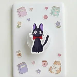Cute Black Cat Phone Grip, Witchy Cat MagSafe Phone Holder, Kawaii Kiki Anime Style Phone Stand, E-Reader Grip, Gift for Cat Lovers