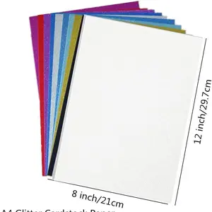20 Sheets White Glitter Cardstock Paper for DIY Art Project, Scrapbook, Birthday Wedding Party Decoration 250GSM(8x12 In, Non Adhesive)