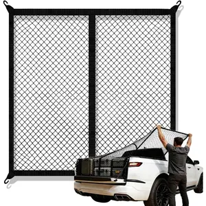 Highly Elastic Cargo Net, Simple Truck Bed Cargo Mesh Organizer, 4'x4' Stretches to 8'x8' Suitable for Daily Light Loads of Trucks, (Single Layer),cars accessories,car stuff
