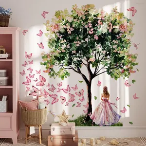Tree & Girl Pattern Wall Sticker, Self-adhesive Wall Decal, Graphic Decal, Decorative Sticker for Home Living Room Bedroom, Self Adhesive Stickers