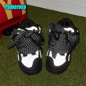 BlackWhiteMixedColorsCoupleCasualSneakersNovellyReflectiveThickSoleLace-UpWalkingShoesBreathableWomenMenShoesTrainingRunnerRunningTrainerFootwearClosedblackshoes Athletic Boy