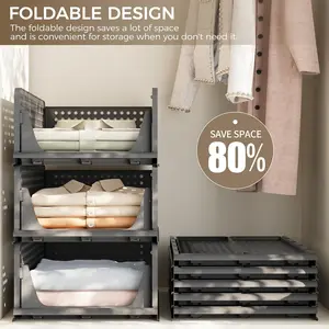 Multi-Layer Drawer Storage Box, Foldable Plastic Organizer, Collapsible Storage Organizer for Closet, Bathroom, Kitchen, Space-Saving Clothes and Book Holder, Closet Storage System
