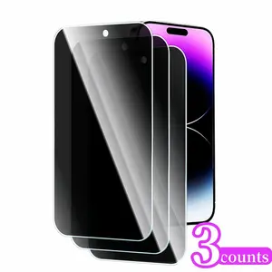 Privacy Screen Tempered Glass Film, 3 Counts Full Coverage Screen Protector, Phone Accessories Compatible with iPhone 11 12 13 14 15 Pro Max