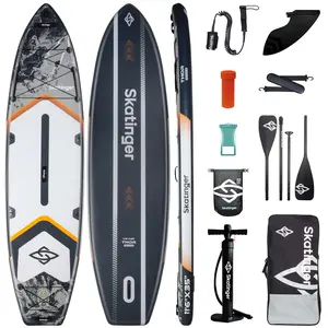 Skatinger 11'6×35" Super Wide Inflatable Paddle Board, Ultra Stable Stand Up Paddleboards for 420lb/3 People/Family/Big Size w/Shoulder Strap, 100L Backpack, All-Round Sup Board, US Fin