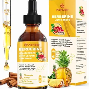 Berberine Supplement with Ceylon Cinnamon, Berberine HCL Liquid Drops with Turmeric, Bitter Melon, Quercetin, 10X Strength AMPK for Digestion System, Immune Health Support -Vegetarian, 2 fl oz