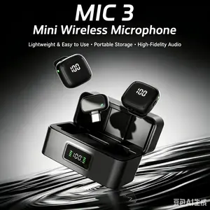 360° Omnidirectional Wireless Lavalier Microphone, Dual Transmitters, Broadcast-Level Condenser Mic for Vlogging, Live Streaming & Video Recording，HD Condenser Microphone for Interviews, Vlogs & Live Broadcasts