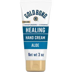 Gold Bond Healing Hand Cream with Aloe - 3 Oz On-The-Go Tube, Rich Moisturizer for Dry to Extra Dry Skin, Long-Lasting Hydration Through Handwashing, Non-Greasy, Dermatologist Tested, Light Scent