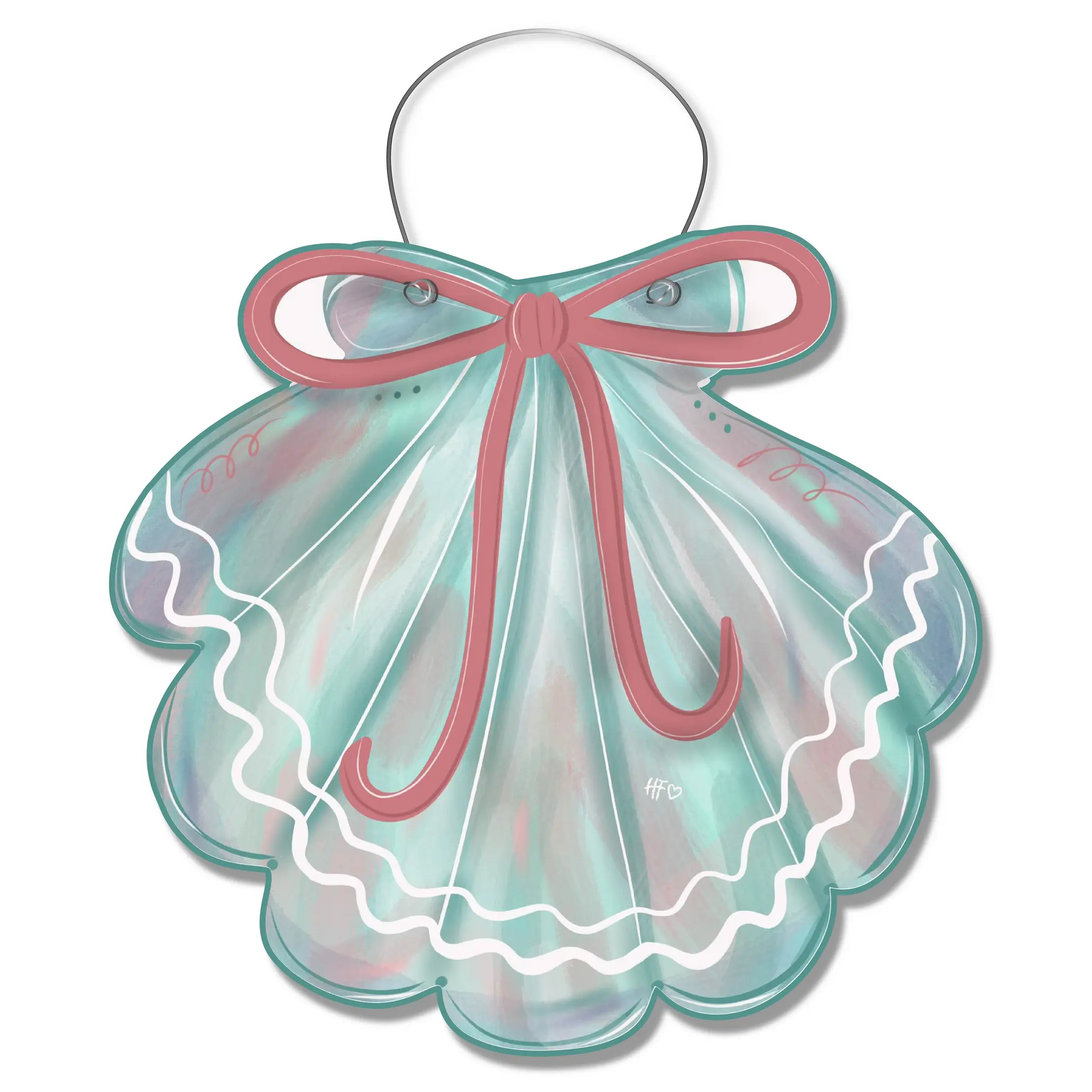 Seaside Shell Door Hanger with Bow, Hangable Festive Home Decor