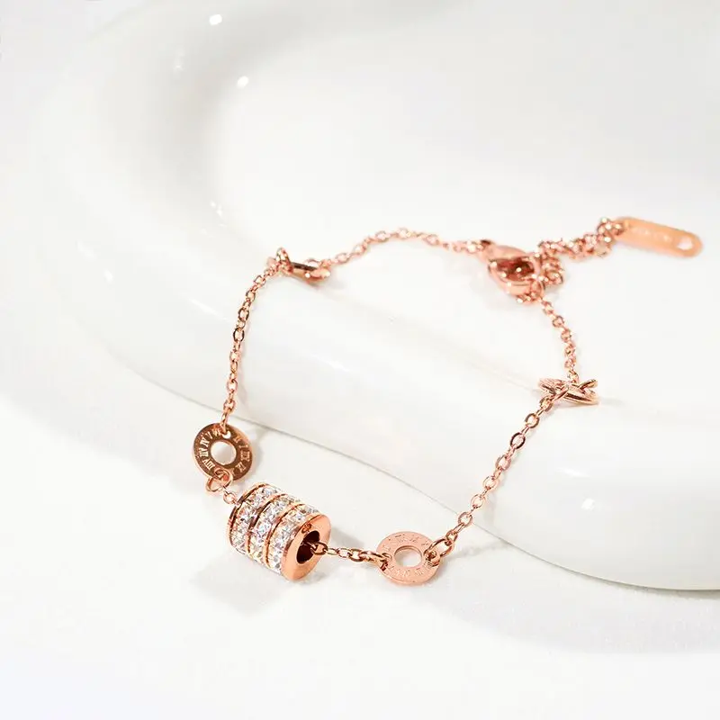 Women's Dainty Artificial Cubic Zirconia Stainless Steel Bracelet - Non-Tarnish, Stackable, Casual Everyday Wear Zirconia Bracelets & Bangles for All Seasons, Mini Crystal Bracelets & Bangles