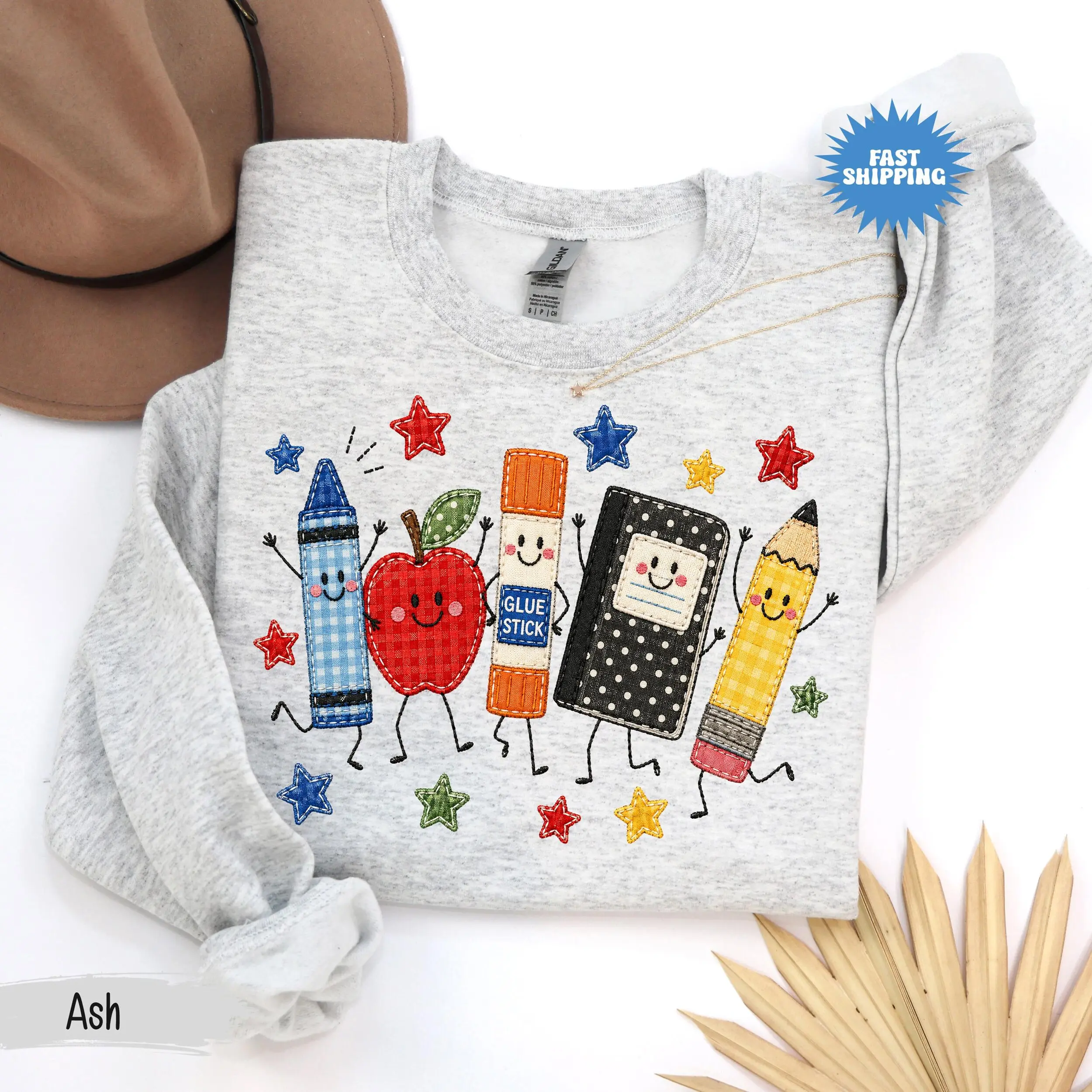 PRINT - Back to School Apple Pencil Notebook Y2k Graphic Sweatshirt, Doodle School Teacher Cute Pullover Hoodie For Men & Women