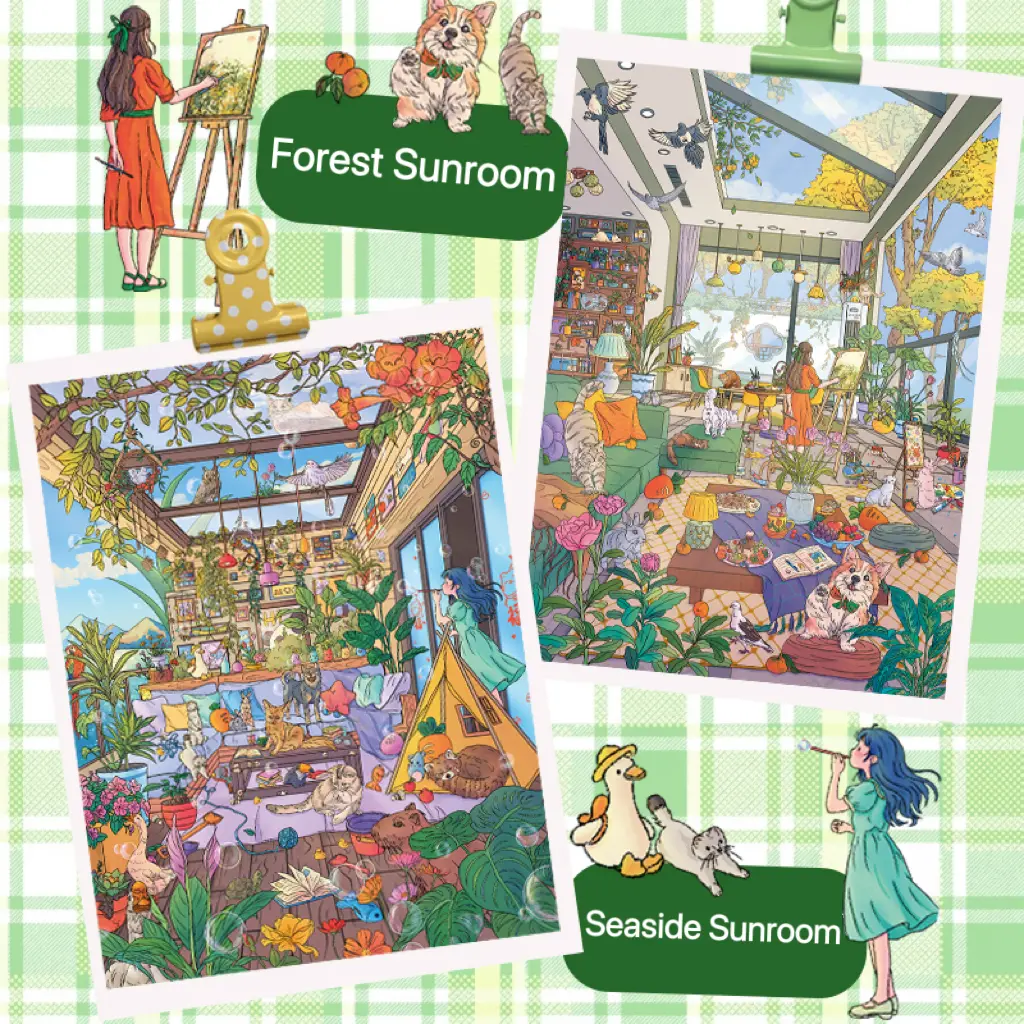 Sunroom Series Scene Stickers, Pack of 2 Scene Sets, DIY Sticker Scenes, Landscape Stickers