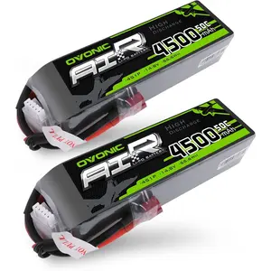 OVONIC 2 Packs 4S 14.8V 4500mAh 50C LiPo Battery Pack with Deans T Plug for RC Evader BX Car, RC Truck, RC Truggy RC Airplane UAV Drone FPV High Discharge